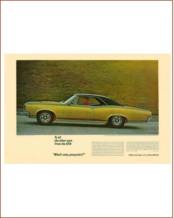 1967 GTO Whats New? GM ad Banner or Metal sign