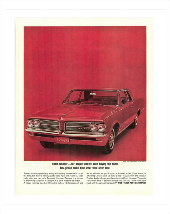1964 Pontiac Tempest GM ad Banner or Metal sign