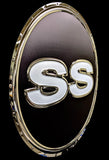 CHEVROLET SS BADGE EMBOSSED CHROME SIGN 22"  (USA ORDERS ONLY)
