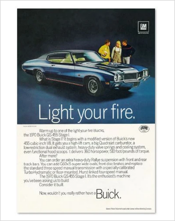 1970 Buick GS Blue Coupe GM ad Banner or Metal sign
