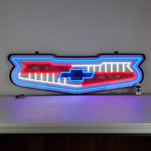 1957 Chevy Emblem Chevrolet Grille LED Flex-Neon Sign in Steel Can