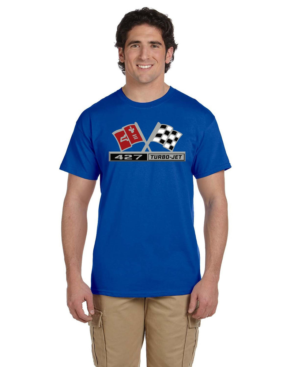 Chevrolet 427 Turbo Jet Air Cleaner Cross Flags T-shirt – GMClubapparel.com