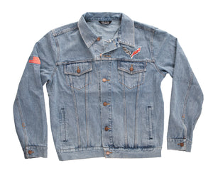 GM JEAN JACKET - CORVETTE C7 EMBLEM FRONT AND LETTERS ON BACK (LIMITED STOCK)