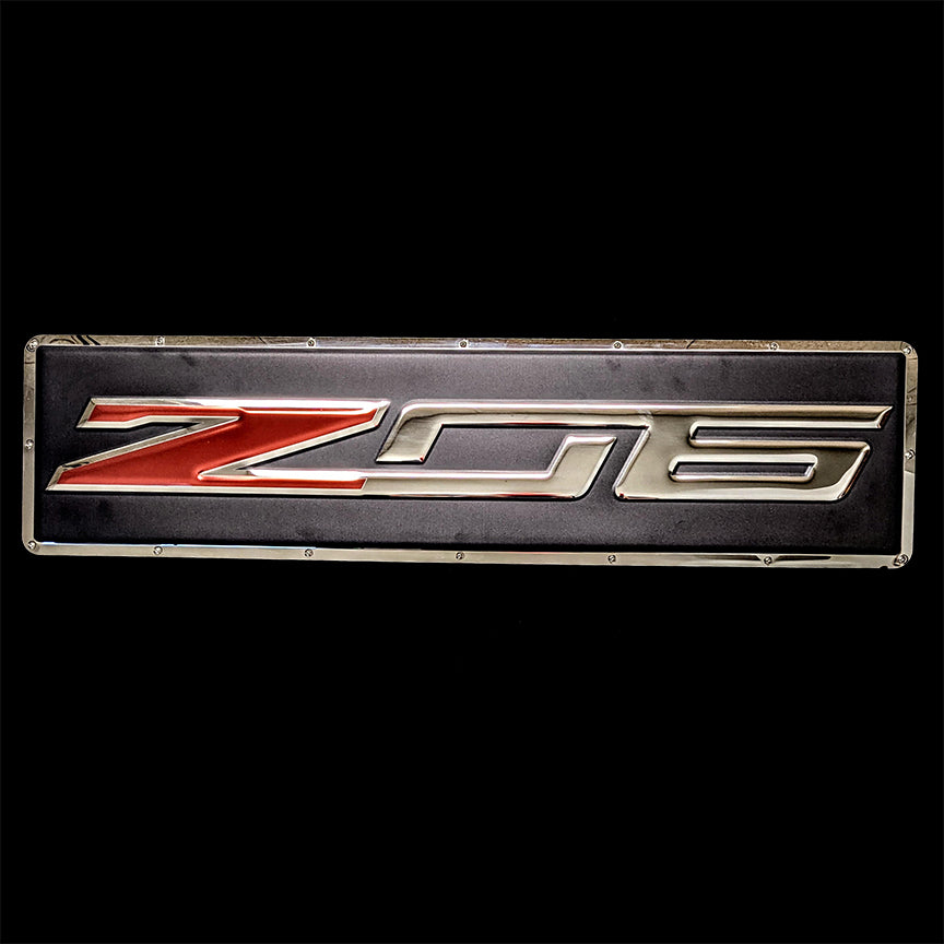 CHEVROLET CORVETTE Corvette C7 Z06 EMBOSSED CHROME GARAGE SIGN 35