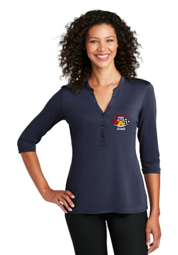 Corvette Club of Utah Ladies Henley Shirt