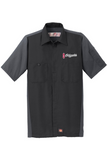 Oldsmobile Script and Rocket Red Kap Short Sleeve Two-Tone Mechanic Shirt