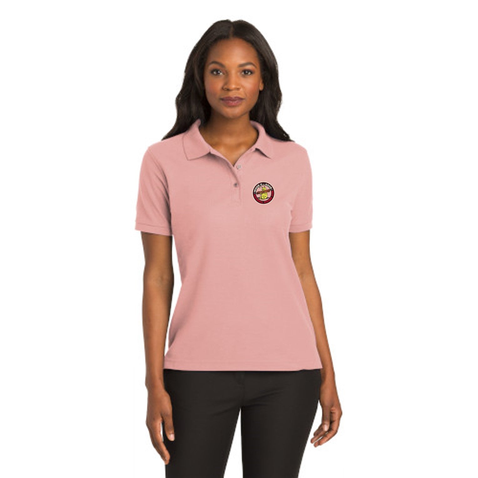 Pink Short-sleeve cotton-blend polo shirt