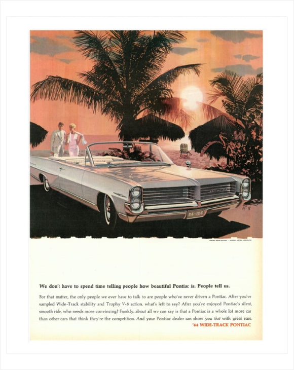 1964 Pontiac Bonneville Convertible GM ad Poster, Banner or Metal sign