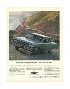 1964 Chevrolet Malibu Mountains GM ad Banner or Metal sign