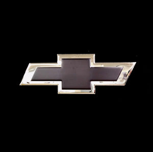 CHEVROLET BLACK BOWTIE EMBOSSED CHROME SIGN 22"  (USA ORDERS ONLY)
