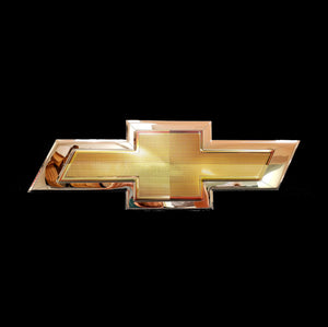 CHEVROLET GOLD BOWTIE EMBOSSED CHROME SIGN 22"  (USA ORDERS ONLY)