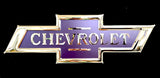 CHEVROLET 1940'S BLUE BOWTIE EMBOSSED CHROME SIGN 22"  (USA ORDERS ONLY)