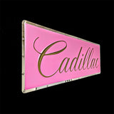 CADILLAC SCRIPT EMBOSSED CHROME WALL DECOR 35 X 12"  (USA ORDERS ONLY)