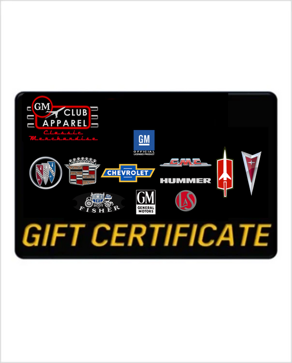 1 GM Club Apparel Gift E- Certificate