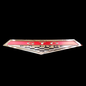 PONTIAC GTO 6.5L EMBOSSED CHROME METAL GARAGE SIGN (35" WIDE)  (USA ORDERS ONLY)