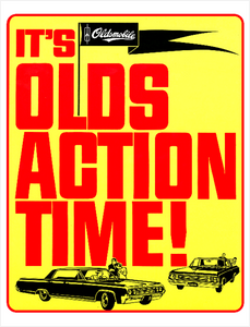 1964 Olds Action Time Dealer promo GM ad Banner or Metal sign