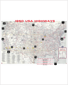 US HIGHWAYS 1950 MAP Vinyl Garage Banner OR Metal Sign