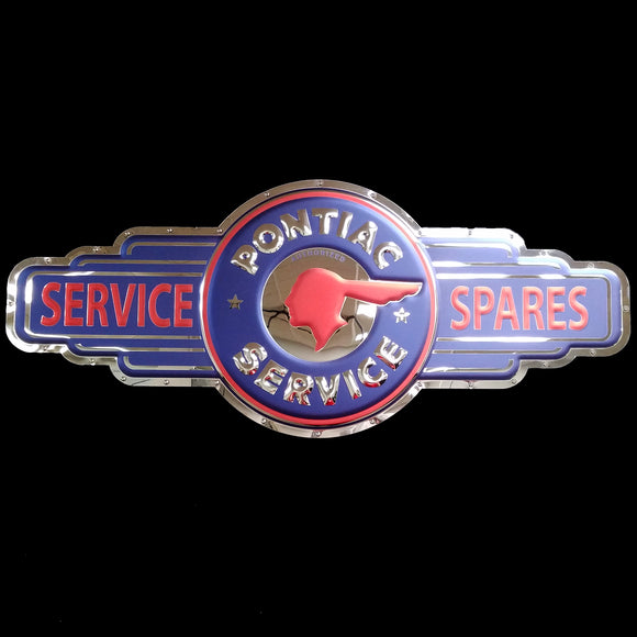 Open Road Brands Pontiac Service Round Metal Button Sign Vintage Style Gift  
