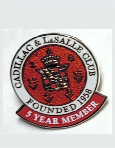 CADILLAC & LASALLE CLUB MEMBERSHIP ANNIVERSARY LAPEL PINS (1" wide)