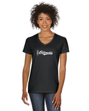 Oldsmobile Script Ladies Short sleeve V-neck Gildan T-shirt