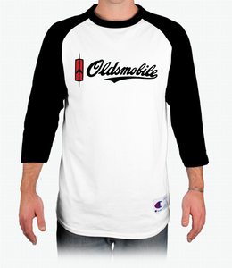 Oldsmobile Script Raglan Baseball T-Shirt