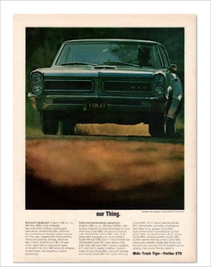 Pontiac GTO "Our Thing" GM ad Banner or Metal sign